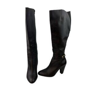 *Marc Fisher Shayna Tall Heeled Boots Womens 7.5 Brown Leather Classic Academia